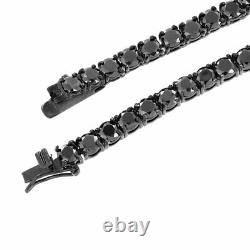 Black Finish 925 Sterling Silver 4mm Round Cut CZ Tennis Chain Necklace Bracelet