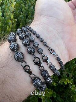 Black Moissanite Disco Ball Shambala Bracelet Black Rhodium Over 925 Silver