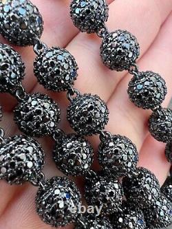 Black Moissanite Disco Ball Shambala Bracelet Black Rhodium Over 925 Silver