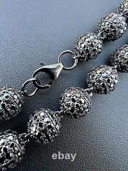 Black Moissanite Disco Ball Shambala Bracelet Black Rhodium Over 925 Silver