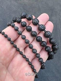 Black Moissanite Disco Ball Shambala Bracelet Black Rhodium Over 925 Silver