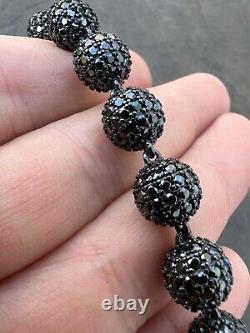 Black Moissanite Disco Ball Shambala Bracelet Black Rhodium Over 925 Silver