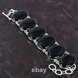 Black Onyx Bracelet 925 Sterling Silver Gemstone Adjustable Handmade Bracelet