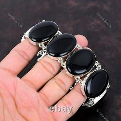 Black Onyx Bracelet 925 Sterling Silver Gemstone Adjustable Handmade Bracelet