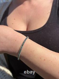 Blue Green MOISSANITE Tennis Bracelet 925 Sterling Silver Pass Test 3mm Hip Hip