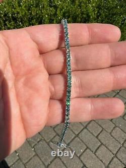 Blue Green MOISSANITE Tennis Bracelet 925 Sterling Silver Pass Test 3mm Hip Hip