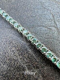 Blue Green MOISSANITE Tennis Bracelet 925 Sterling Silver Pass Test 3mm Hip Hip