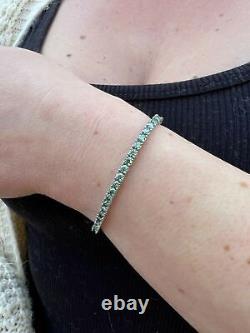 Blue Green MOISSANITE Tennis Bracelet 925 Sterling Silver Pass Test 3mm Hip Hip
