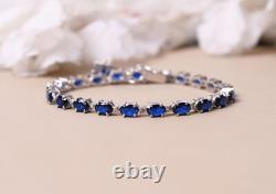 Blue Sapphire Bracelet Tennis Bracelet 925 Sterling Silver Women Bracelet Gifts