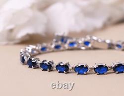 Blue Sapphire Bracelet Tennis Bracelet 925 Sterling Silver Women Bracelet Gifts