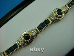 Blue Sapphire & Diamond 15 Ct Princess Cut Tennis Bracelet 14k Yellow Gold Over