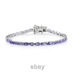 Blue Tanzanite Tennis Bracelet 925 Sterling Silver Platinum Plated 7.25 Ct 9.4