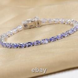 Blue Tanzanite Tennis Bracelet 925 Sterling Silver Platinum Plated 7.25 Ct 9.4