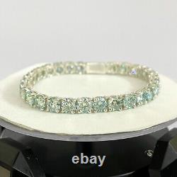 Blue Treated Diamond Tennis Bracelet in 925 Sterling Silver 6 mm 8 Inches