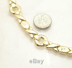 Bold Hugs & Kisses Bracelet Necklace Chain Set 14K Yellow Gold Clad Silver 925