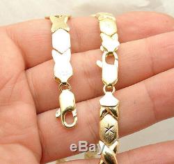 Bold Hugs & Kisses Bracelet Necklace Chain Set 14K Yellow Gold Clad Silver 925