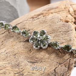 Bracelet 925 Sterling Silver Platinum Plated Moldavite Zircon for Women Ct 4.4