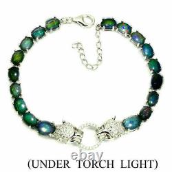 Bracelet Black Opal Genuine Gems Sterling Silver Tiger Design 7 1/4 to 81/2 Inch