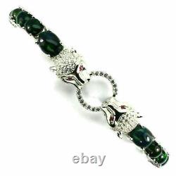 Bracelet Black Opal Genuine Gems Sterling Silver Tiger Design 7 1/4 to 81/2 Inch