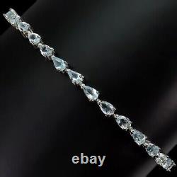 Bracelet Blue Aquamarine Genuine Mined Gems Solid Sterling Silver 7 1/2 to 8 3/4