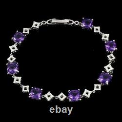 Bracelet Purple Amethyst Genuine Mined Gems Solid Sterling Silver 7 1/4 Inches