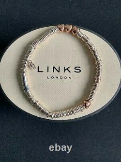 Brand New Genuine Links Of London Xs Rose Gold Vermeil Heart Sweetie Bracelet