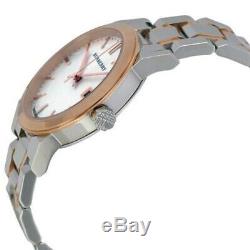 Burberry Women's Analog Large Check Two Tone Bracelet Date Watch BU9105