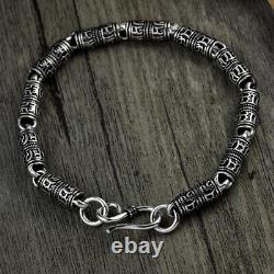 C30 Bracelet 6-Wort-Mantra Cylinder 0 1/4in Silver 925 Buddhist Length Choice