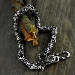 C30 Bracelet 6-Wort-Mantra Cylinder 0 1/4in Silver 925 Buddhist Length Choice