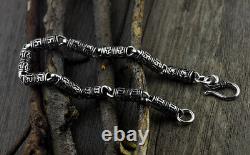 C30 Bracelet 6-Wort-Mantra Cylinder 0 1/4in Silver 925 Buddhist Length Choice