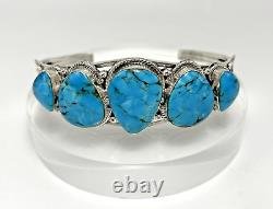 CHACO CANYON Sterling Silver 5-Stone Kingman Turquoise Cuff Bracelet Lg NIB