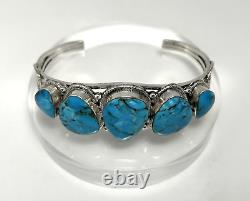 CHACO CANYON Sterling Silver 5-Stone Kingman Turquoise Cuff Bracelet Lg NIB