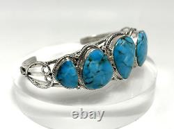 CHACO CANYON Sterling Silver 5-Stone Kingman Turquoise Cuff Bracelet Lg NIB