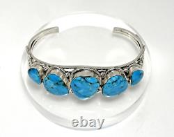 CHACO CANYON Sterling Silver 5-Stone Kingman Turquoise Cuff Bracelet Lg NIB