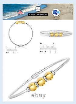 Cape Cod For Women 3 Ball Bracelet 925 Sterling Silver with 14K Gold ALL SIZES