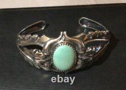 Carolyn Pollack American West Sterling Green Turquoise Longhorn Steer Cuff LG