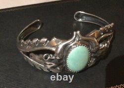 Carolyn Pollack American West Sterling Green Turquoise Longhorn Steer Cuff LG