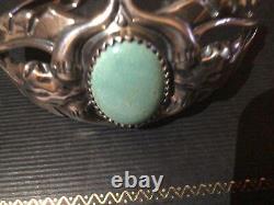 Carolyn Pollack American West Sterling Green Turquoise Longhorn Steer Cuff LG