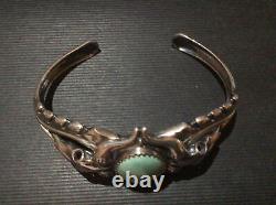 Carolyn Pollack American West Sterling Green Turquoise Longhorn Steer Cuff LG