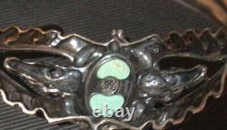 Carolyn Pollack American West Sterling Green Turquoise Longhorn Steer Cuff LG