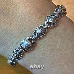 Carolyn Pollack Sterling Silver 8 Decorated Flower Link Bracelet For Women