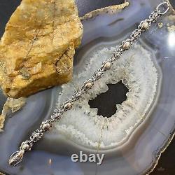 Carolyn Pollack Sterling Silver 8 Decorated Flower Link Bracelet For Women