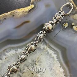Carolyn Pollack Sterling Silver 8 Decorated Flower Link Bracelet For Women