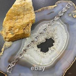 Carolyn Pollack Sterling Silver 8 Decorated Flower Link Bracelet For Women