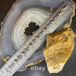 Carolyn Pollack Sterling Silver 8 Decorated Flower Link Bracelet For Women