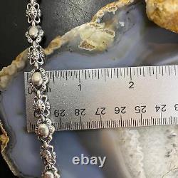 Carolyn Pollack Sterling Silver 8 Decorated Flower Link Bracelet For Women