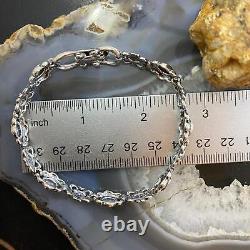 Carolyn Pollack Sterling Silver 8 Decorated Flower Link Bracelet For Women