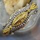 Carolyn Pollack Vintage Sterling Silver & Brass Engraved Bracelet For Women
