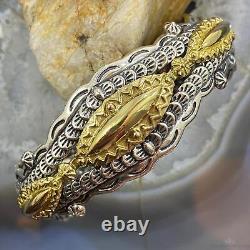Carolyn Pollack Vintage Sterling Silver & Brass Engraved Bracelet For Women