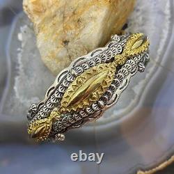Carolyn Pollack Vintage Sterling Silver & Brass Engraved Bracelet For Women